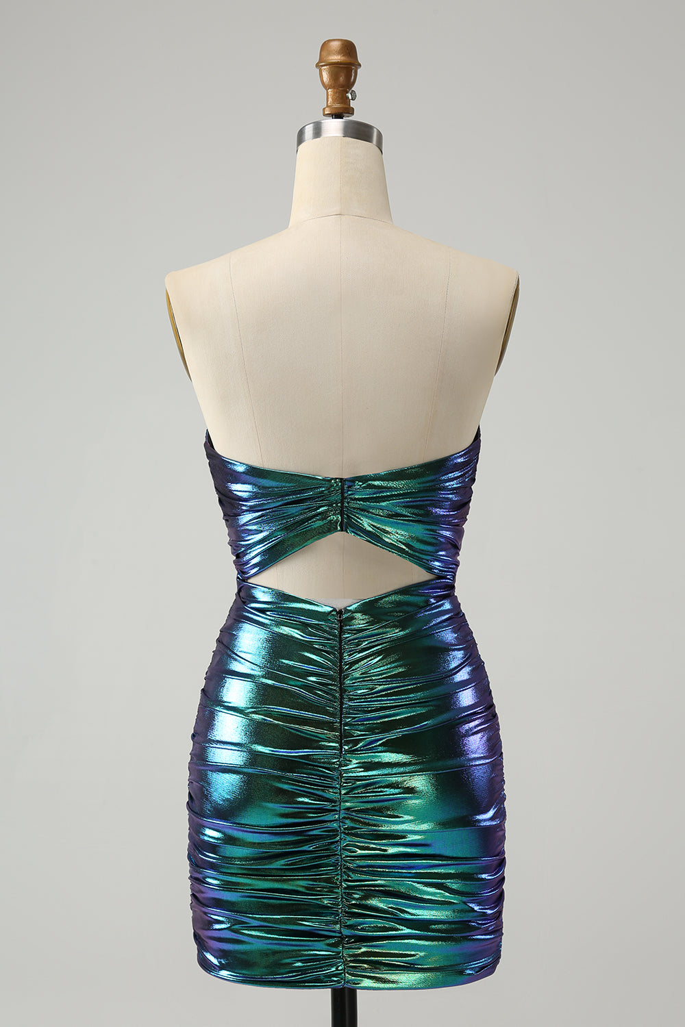Vestido de fiesta elegante, ajustado, fucsia, plisado, sin tirantes y con abertura en la cerradura