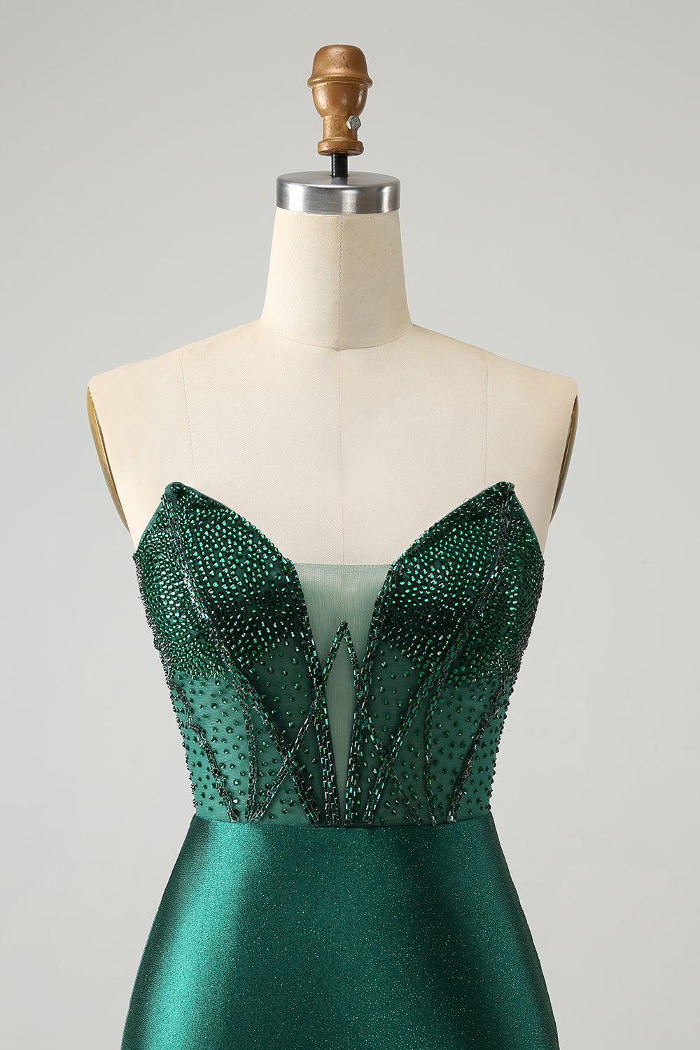 Vestido de fiesta corto, elegante, brillante, azul real, ajustado, sin tirantes, con cuentas