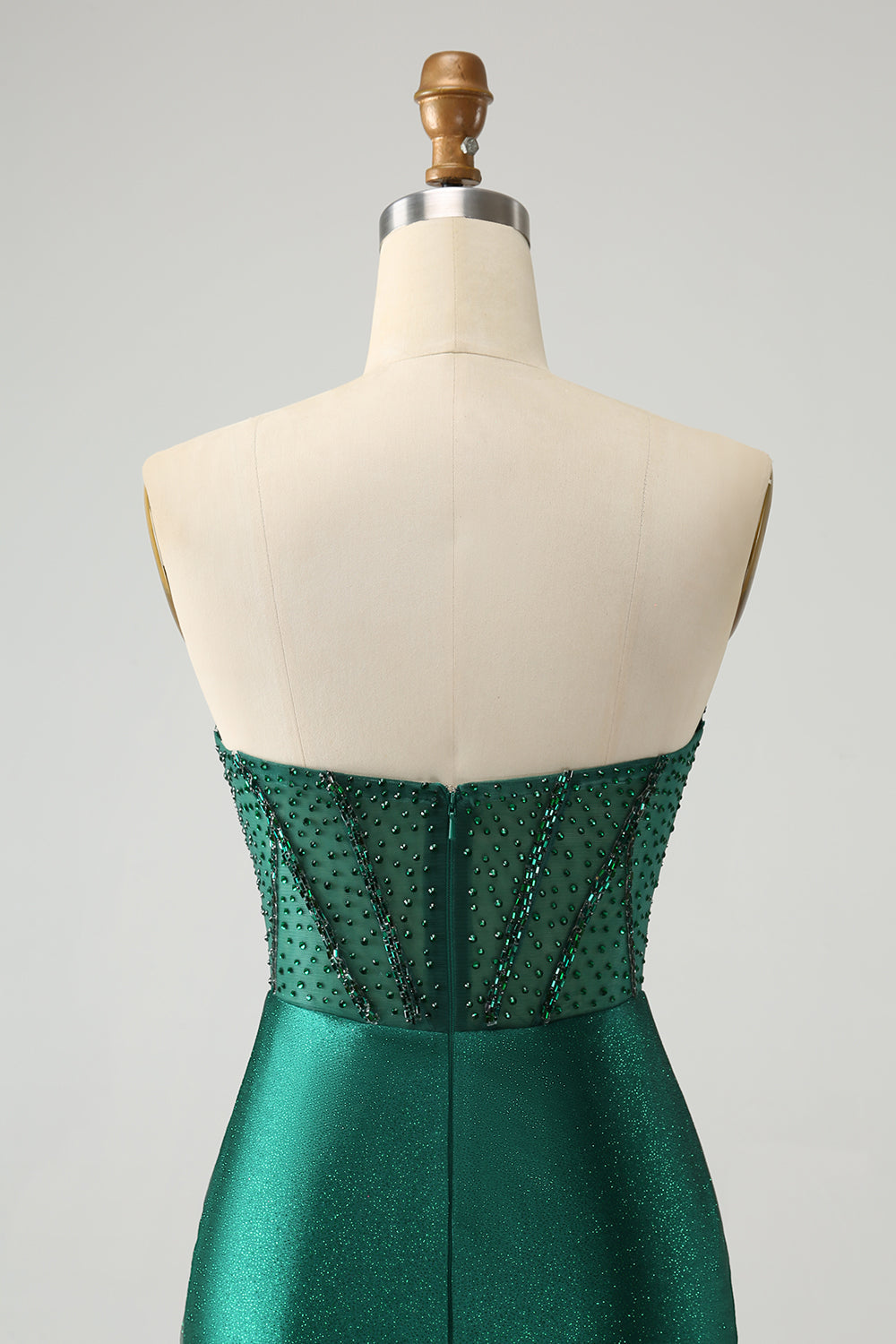 Vestido de fiesta corto, elegante, brillante, azul real, ajustado, sin tirantes, con cuentas