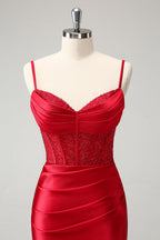 Classy Red Bodycon Corset Short Homecoming Dress with Lace Up Back