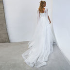 Simple White Tulle Wedding Dresses Boho Bow Spaghetti Straps A-Line Beach Wedding Party Gowns Abito Da Sposa 2021-payinti