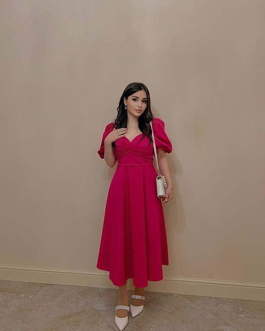Schlichtes A-Linien-Abendkleid mit kurzen Ärmeln, Partykleid im Retro-Stil Y5505