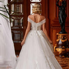 V-neck Sexy Romantic Wedding Dress 2023 A-line Floor-length Charming Off The Shoulder Beaded Appliques Bridal-payinti