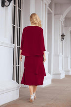 Vestido formal de fiesta Sunnderly de dos piezas, corte A, para madre de la novia, SY28072 