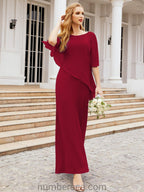 Vestido formal de fiesta Sunnderly, largo, para madre de la novia, con capa con volantes, SY28026 