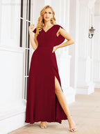 Vestidos de dama de honor Sunnderly con capa, vestido formal de fiesta con espalda descubierta para madre de la novia SY28058 