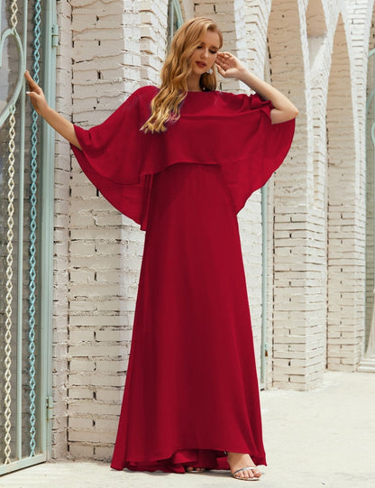 Vestido de dama de honor Sunnderly para mujer, de gasa, manga larga y cuello en V, vestido formal para boda o fiesta SY28018 