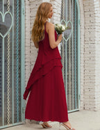 Vestidos de gasa largos de talla grande para madre de la novia, vestido formal de dama de honor para graduación SY28019 