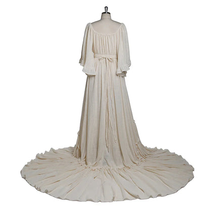 Schulterfreies Umstandskleid mit Rundhalsausschnitt, ausgestellten Ärmeln, Fotografie-Kleid, Babyparty-Kleid für Schwangere 