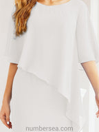 Vestido formal de fiesta Sunnderly, largo, para madre de la novia, con capa con volantes, SY28026 