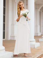Vestido formal de fiesta Sunnderly, largo, para madre de la novia, con capa con volantes, SY28026 