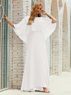 Vestido de dama de honor Sunnderly para mujer, de gasa, manga larga y cuello en V, vestido formal para boda o fiesta SY28018 