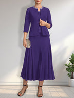 Vestido de gasa para madre de la novia con escote en A, largo hasta la rodilla, con lentejuelas y abalorios.