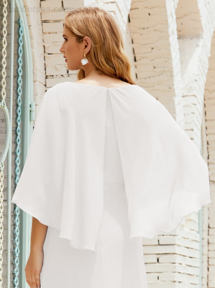 Vestido de dama de honor Sunnderly para mujer, de gasa, manga larga y cuello en V, vestido formal para boda o fiesta SY28018 