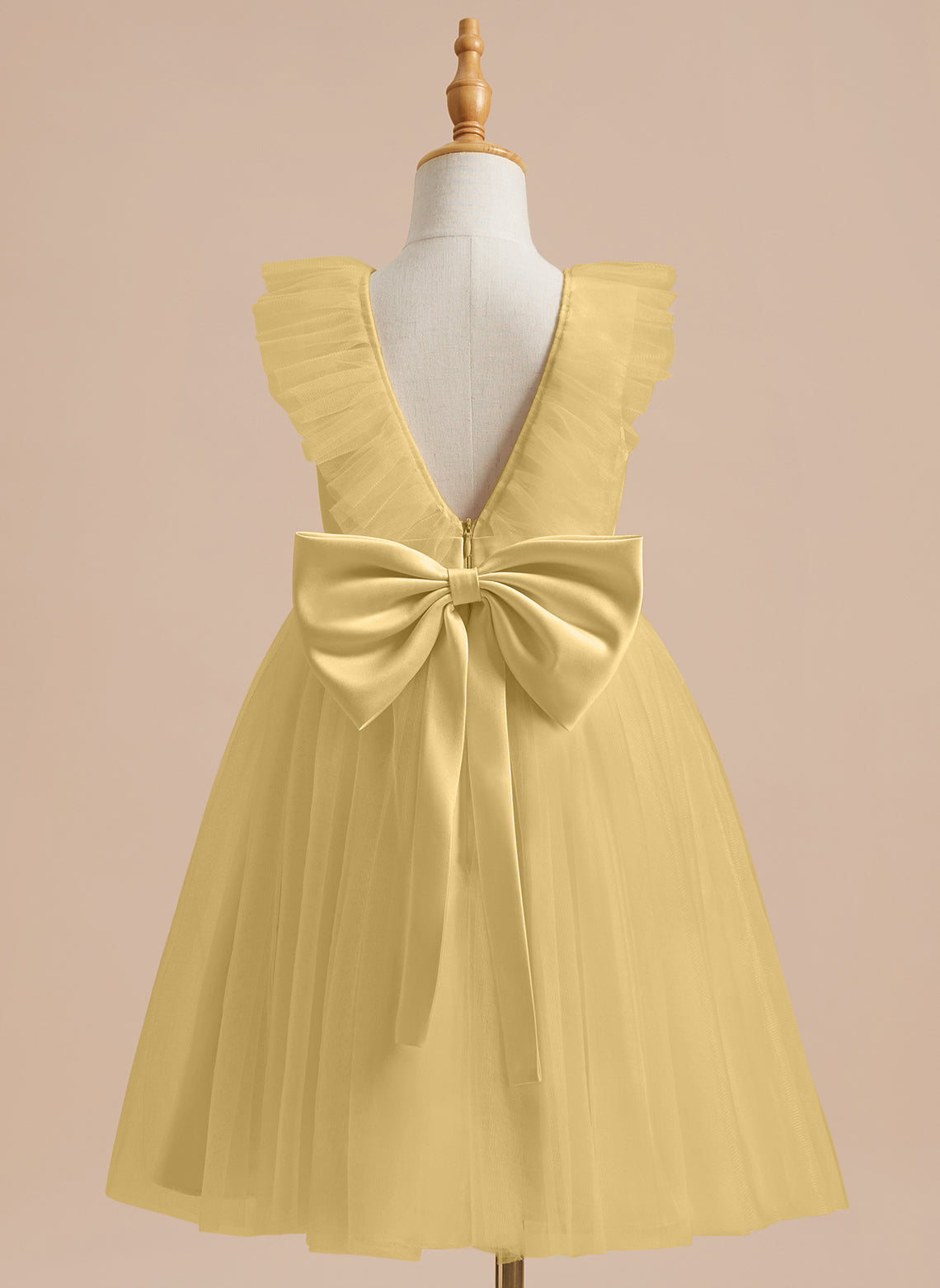 Knielanges A-Linien-Blumenmädchenkleid aus Satintüll 