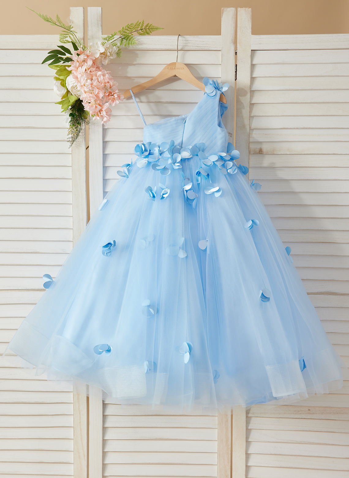 Duchesse-Linie/Princess-Linie Tüll Bodenlang Blumenmädchenkleid 