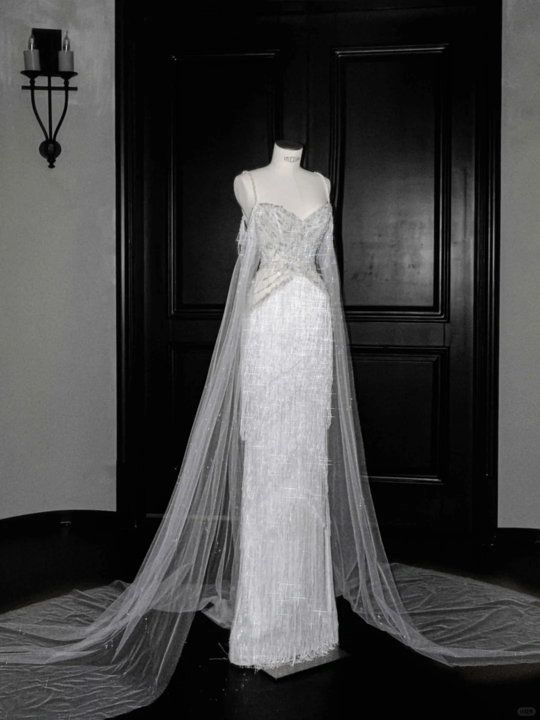Vestido de noche de lujo de tul blanco con cuentas de perlas y borlas, vestido de fiesta, vestido de novia con hombros descubiertos Y8662