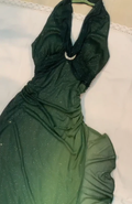 Vestido de fiesta largo de gasa verde degradado con cuello halter y brillo, vestido de noche Y7481