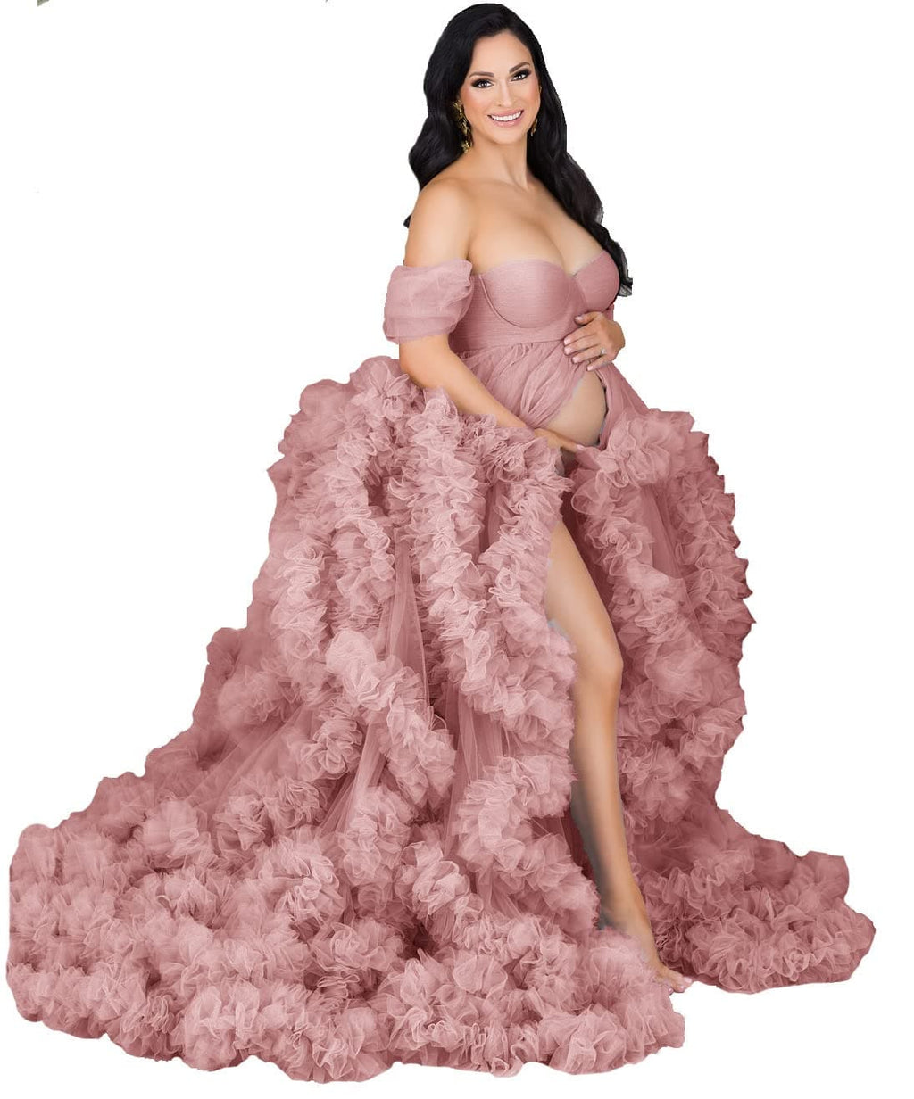 Puffy Rüschen Umstandskleid Flauschiges Umstandskleid Tüll Robe SY038