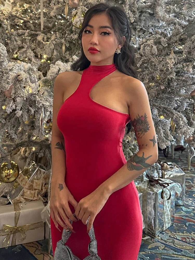 TARUXY Red Elegant Luxury Evening Dress Women Sexy Off Shoulder High Waist Slim Long Dresses Femme Party Bodycon Dress Woman New