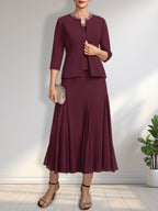 Vestido de gasa para madre de la novia con escote en A, largo hasta la rodilla, con lentejuelas y abalorios.