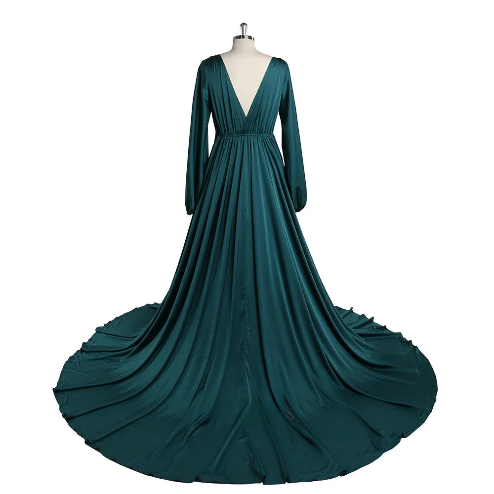 Umstandskleider mit langen Ärmeln, lange Strandfotografiekleider, Babypartykleid für Schwangere, Sunnderly, Übergröße SY220528 