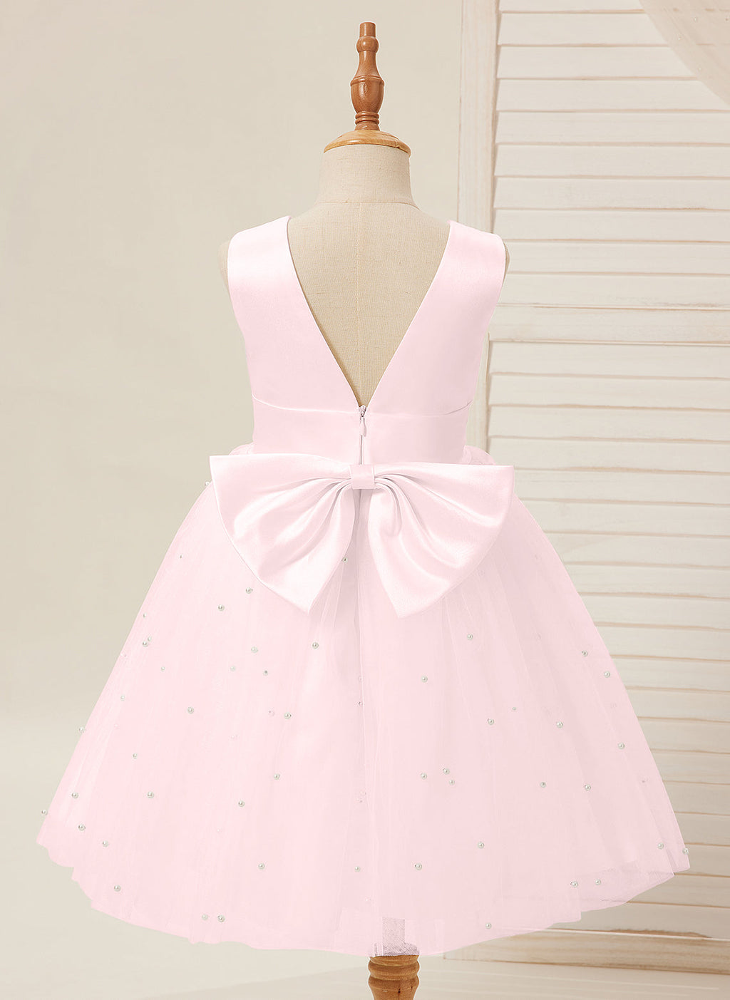 Duchesse-Linie/Princess-Linie Satin Tüll Knielang Blumenmädchenkleid 