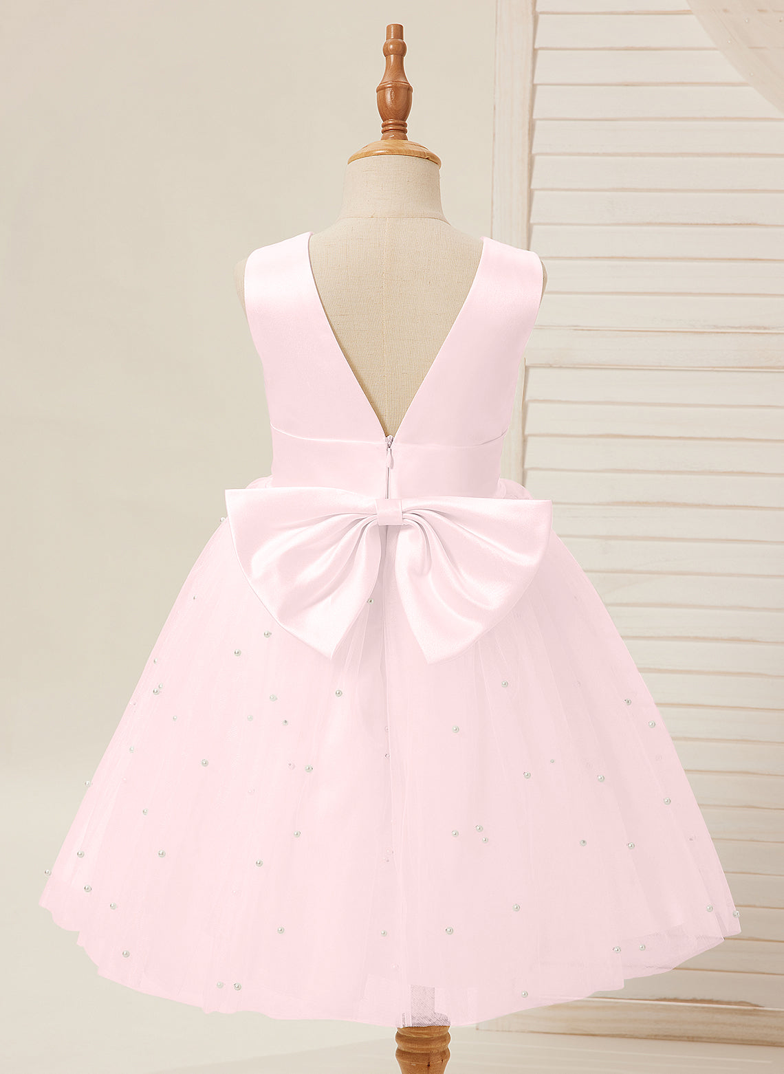Duchesse-Linie/Princess-Linie Satin Tüll Knielang Blumenmädchenkleid 