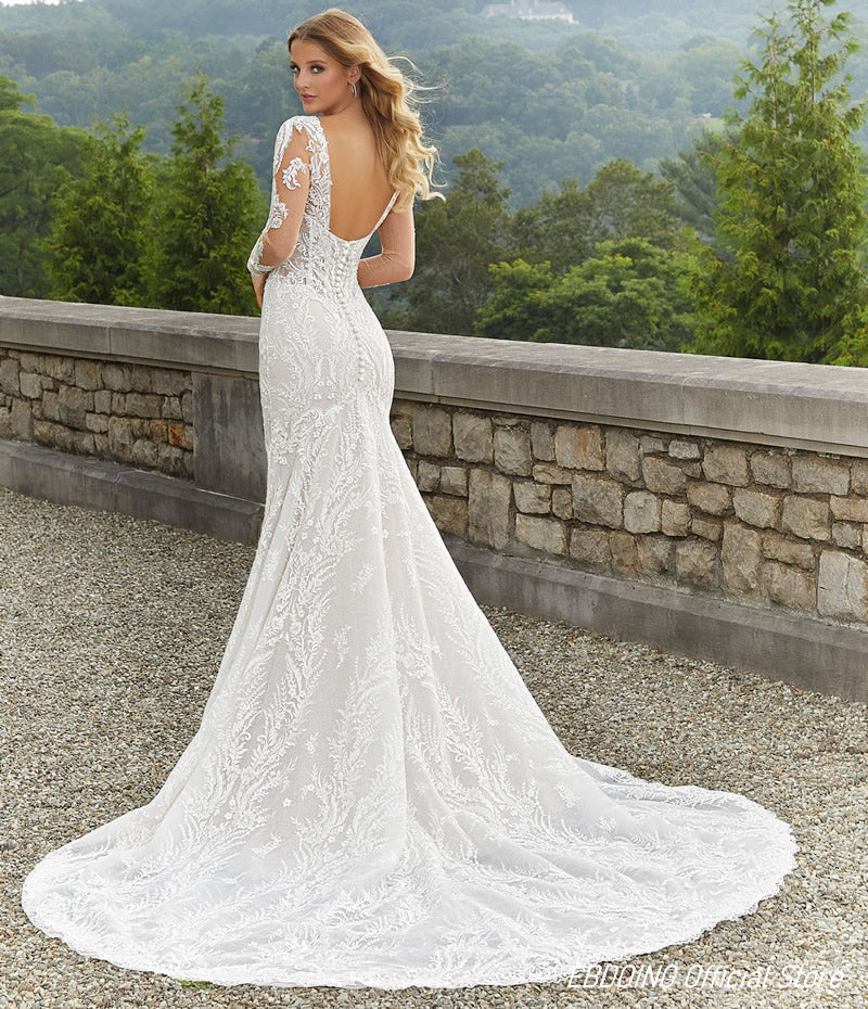 Wedding Dress Mermaid Lace Sweetheart Neckline With Detachable Full Sleeves Custom Made Plus Sizes Vestidos De Novia-payinti
