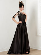 Vestidos de madre de la novia de corte A/princesa con escote joya y largo hasta el suelo