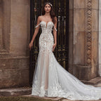 CHANDELA Charming Wedding Dresses Scoop Spaghetti Straps Trumpet Appliques Bridal Gown Robe De Mariée For Women Custom Made-payinti