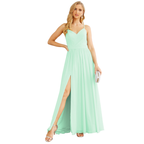 Spaghetti Strap Bridesmaid Dresses for Women Chiffon Long Formal Party Prom Gowns