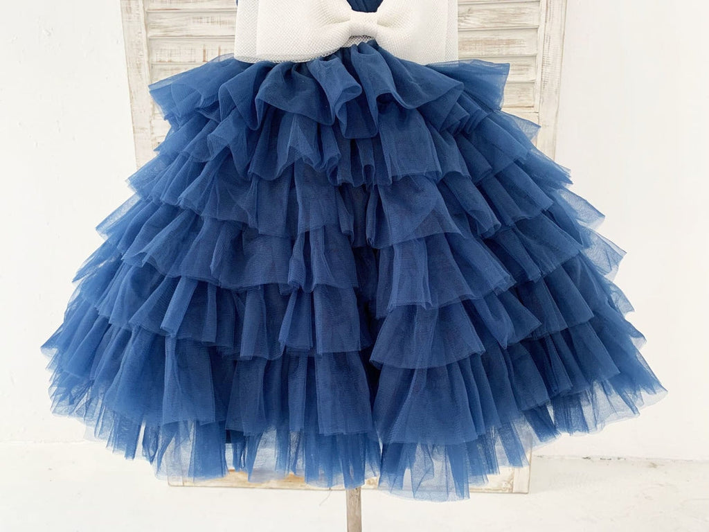 Vestido de niña de las flores de tul hasta la rodilla con corte en A