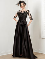 Vestidos de madre de la novia de corte A/princesa con escote joya y largo hasta el suelo