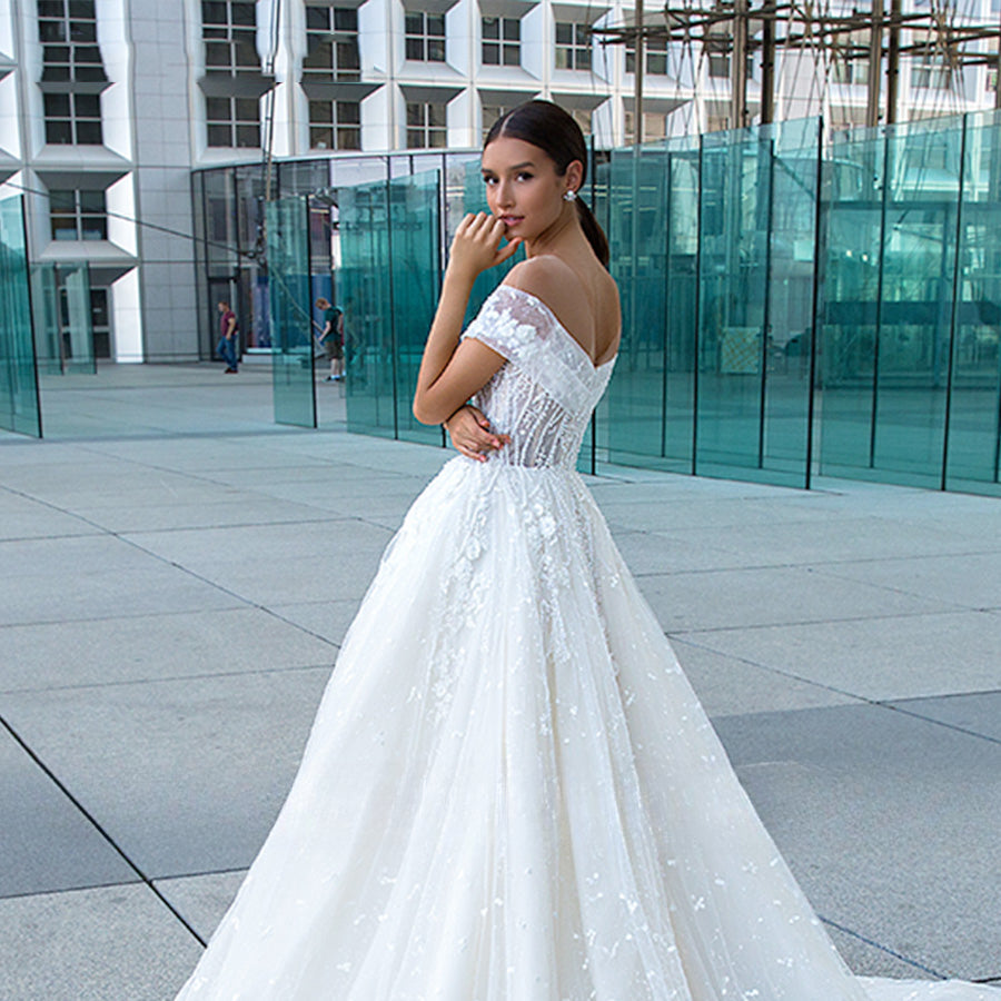 Sexy Sweetheart Lace Wedding Dresses Women's V-neck Decal Princess Wedding Formal Party 2023 Off Shoulder Beaded Romantic Bridal-payinti