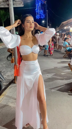 Vestido de noche sexy blanco de dos piezas, vestido de verano Y5712