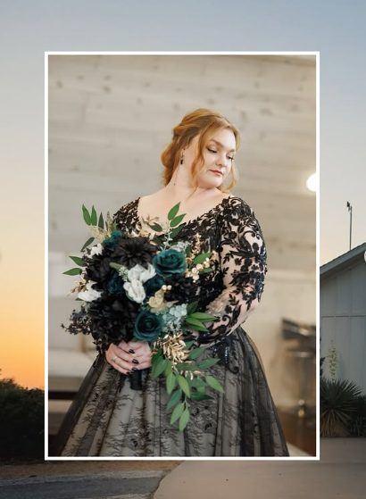 Glamouröses schwarzes Spitzenhochzeitskleid, Gothic Brautkleid Y7353