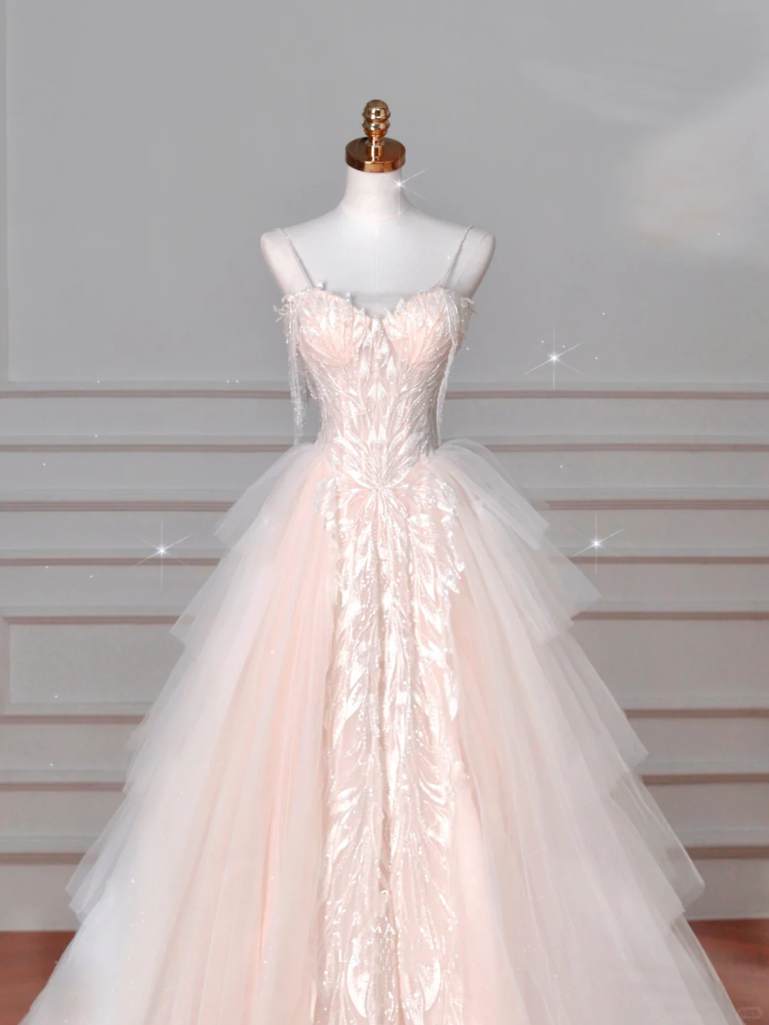 Vestido de novia elegante de tul rosa claro, corte A, vestido de noche formal para graduación Y8623