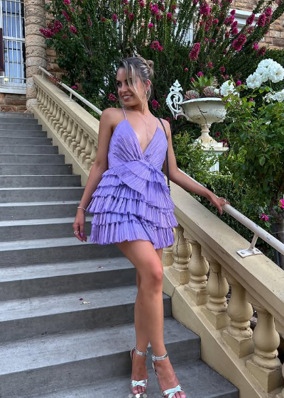 Vestido corto de fiesta con cuello espagueti y volantes, minivestido sexy Y2199