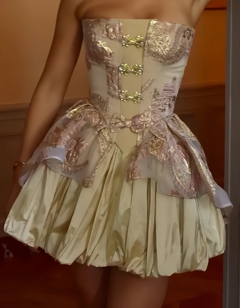 Vestido de fiesta corto sin tirantes, bonito vestido de bienvenida y cumpleaños Y7775