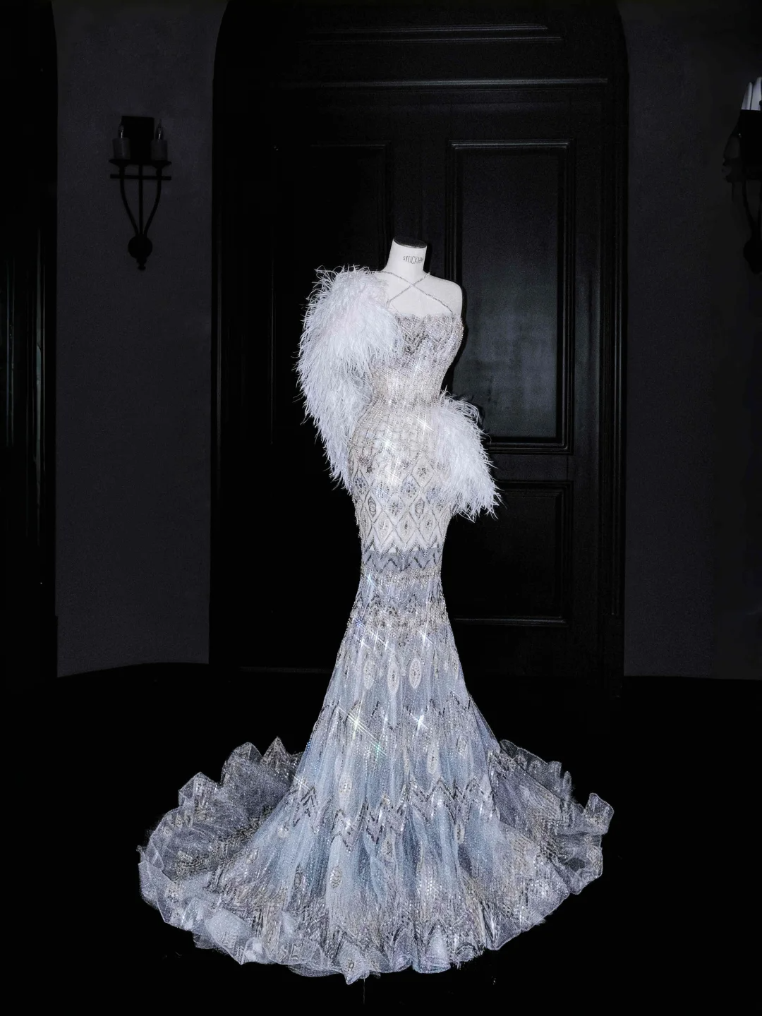 Wunderschönes Meerjungfrau-Brautkleid mit Pailletten und Perlen, formelles Abschlussball-Abendkleid Y8675
