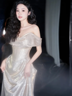 Glänzendes schulterfreies Meerjungfrau-Abschlussballkleid, langes Abendkleid Y8185