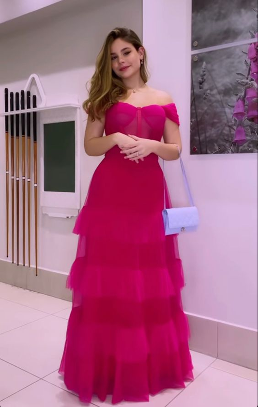 Atemberaubendes schulterfreies Tüll-Abendkleid, Galakleid Y5647
