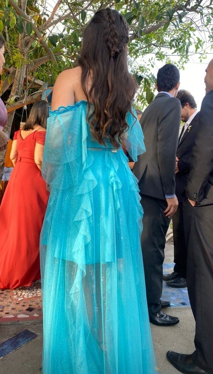 Schulterfreies, langes blaues Ballkleid, charmantes blaues Abendkleid Y2395
