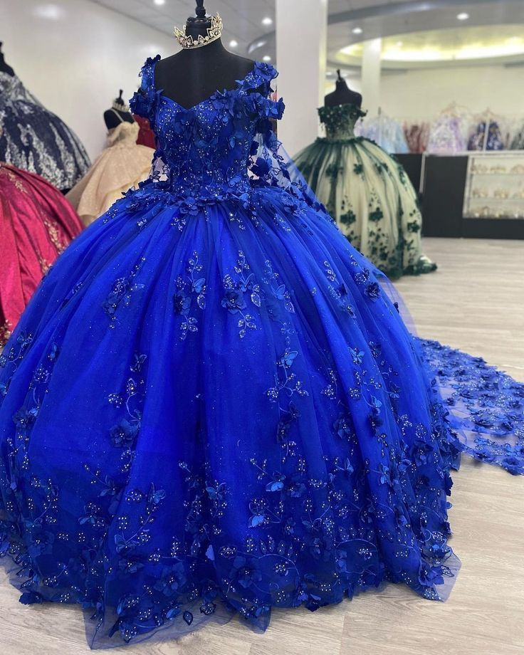 Vestido de quinceañera azul real con cola, estilo princesa, para fiesta de graduación y noche, largo, Y2479
