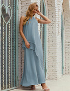 Vestidos de gasa largos de talla grande para madre de la novia, vestido formal de dama de honor para graduación SY28019 