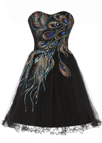 Vestido de cóctel corto elegante de tul satinado con cuentas y escote corazón, corte A, vestido negro para fiesta de bienvenida Y8483