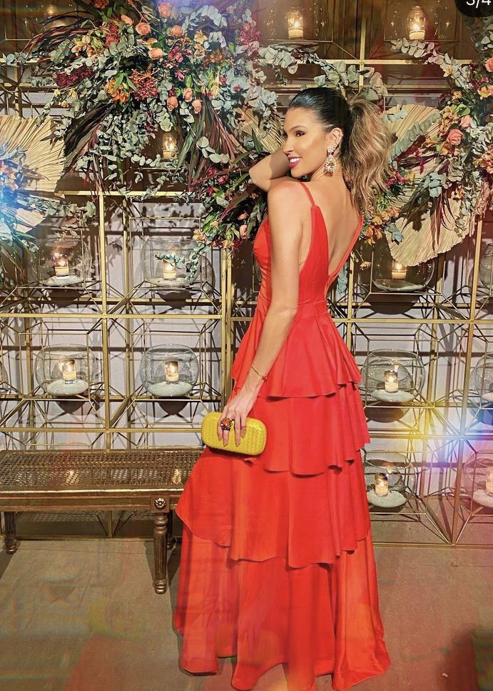 A-Linie Spaghettiträger Rotes Stufen-Abendkleid Y5466