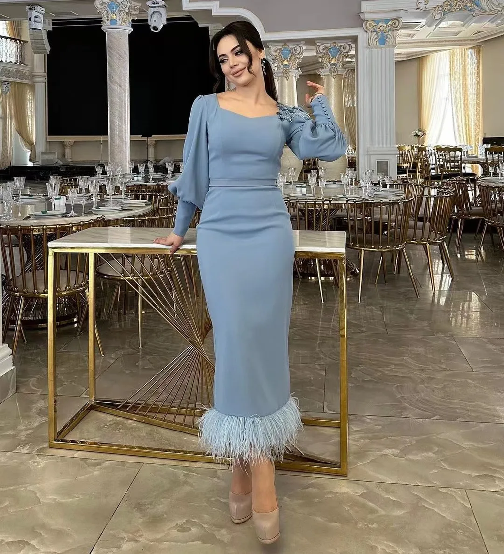 Modisches, trendiges Abendkleid im Meerjungfrau-Stil mit quadratischem Ausschnitt und besonderem Anlass Y4855