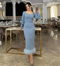 Modisches, trendiges Abendkleid im Meerjungfrau-Stil mit quadratischem Ausschnitt und besonderem Anlass Y4855